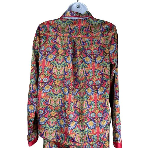 Anthropologie Eloise Lounge PJ Set Medium Satin Floral Flowy Boho Artsy - Picture 9 of 14
